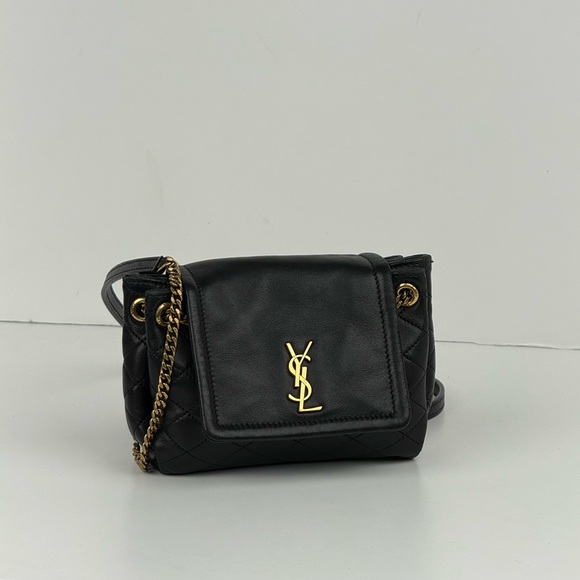 Yves Saint Laurent Black Quilted Leather Crossbody Bag - Picture 1 of 10